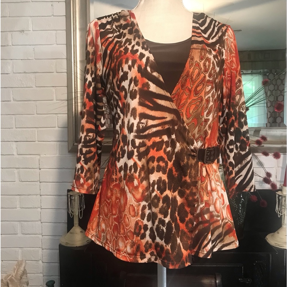🔥Kim Rogers Animal Print Blouse
